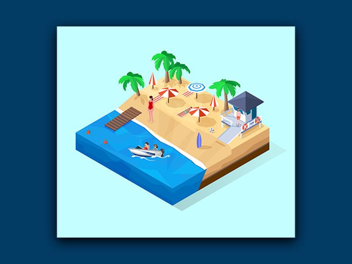 Private Beach Illustration