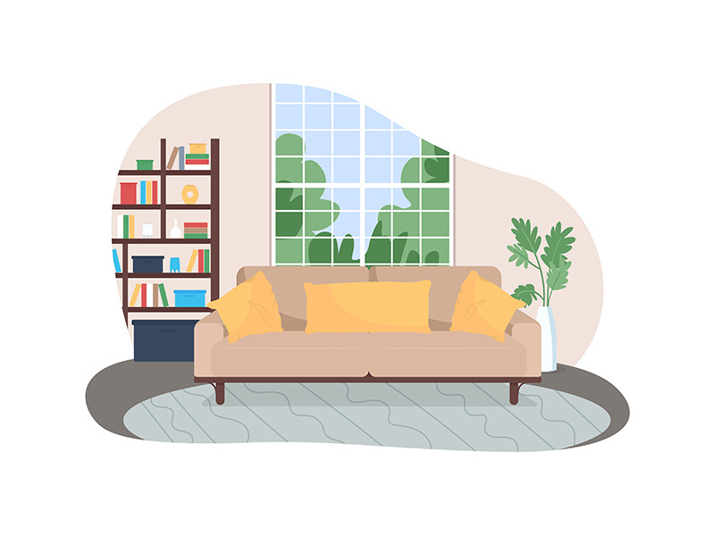 Living room 2D vector web banner, poster