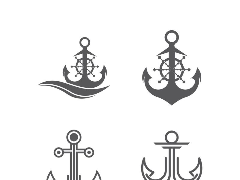 Anchor logo icon boat ship marine navy design vector