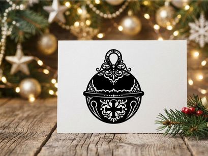 Decorative Christmas Jingle Bell Silhouette Isolated on White Background