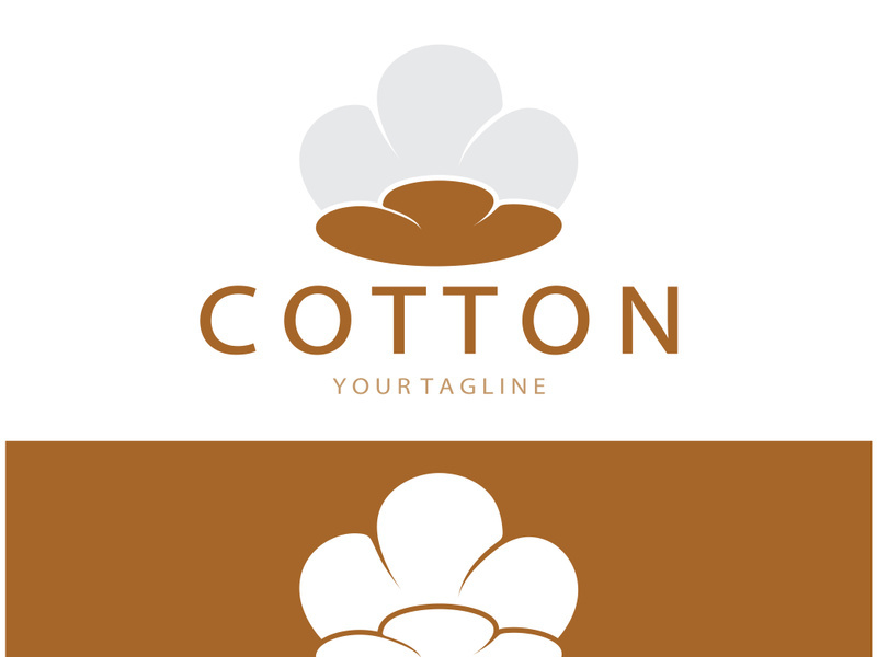 Soft natural organic cotton flower plant logo for cotton plantations, industries,business,textile,clothing and beauty,vector