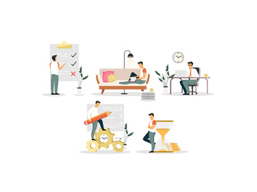 Time management flat vector illustrations set preview picture