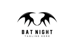 Bat Logo, Hanging Bat Animal Vector, Hallowen Night Animal Icon Design
