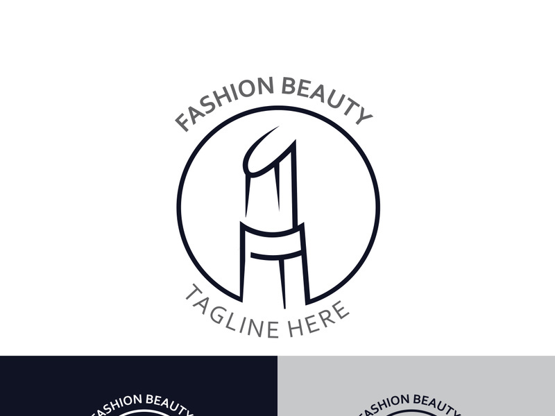 Lipstick logo design for makeup fashion shop and beauty vector cosmetic design template