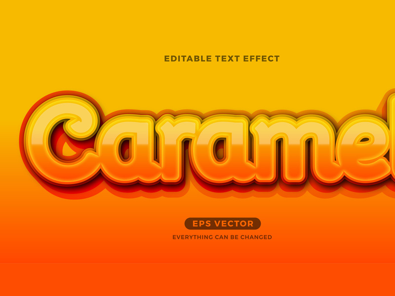 Caramel editable text effect vector template