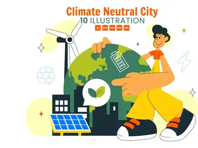 10 Climate Neutral City Illustration