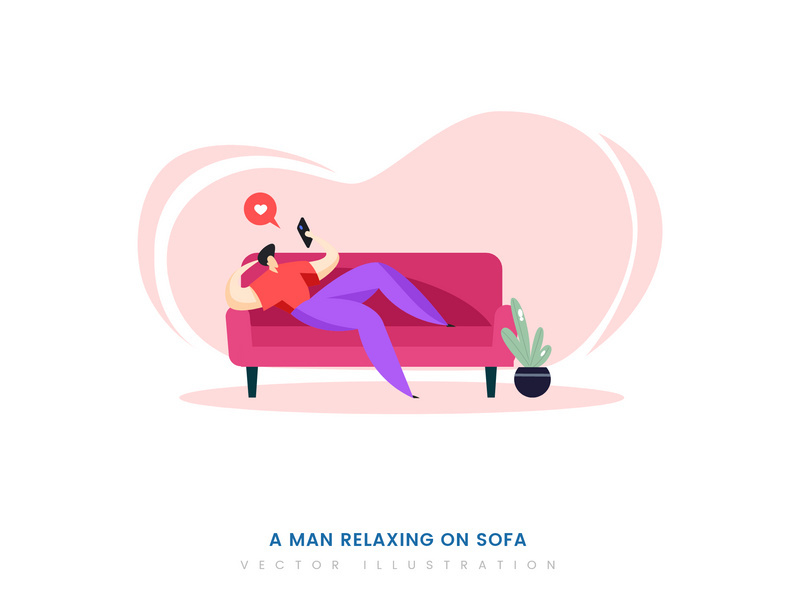 A man relaxing on sofa