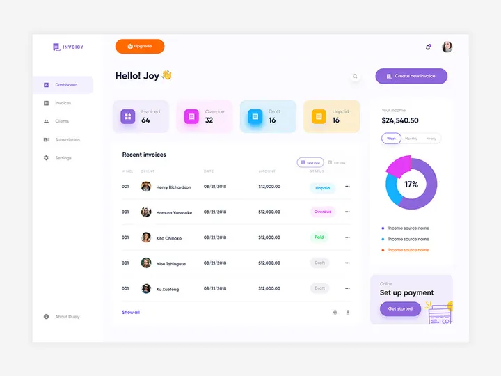Invoice Dashboard web template preview picture