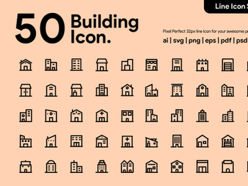 50 Building Line Icon preview picture