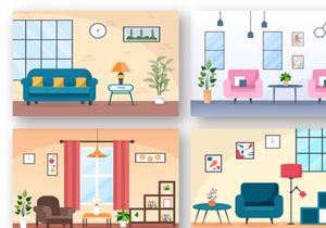 17 Home Furniture Flat Design Illustration
