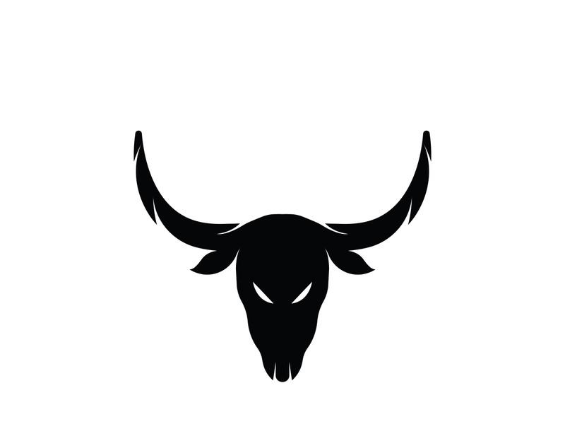 Retro vintage bull head horns logo.