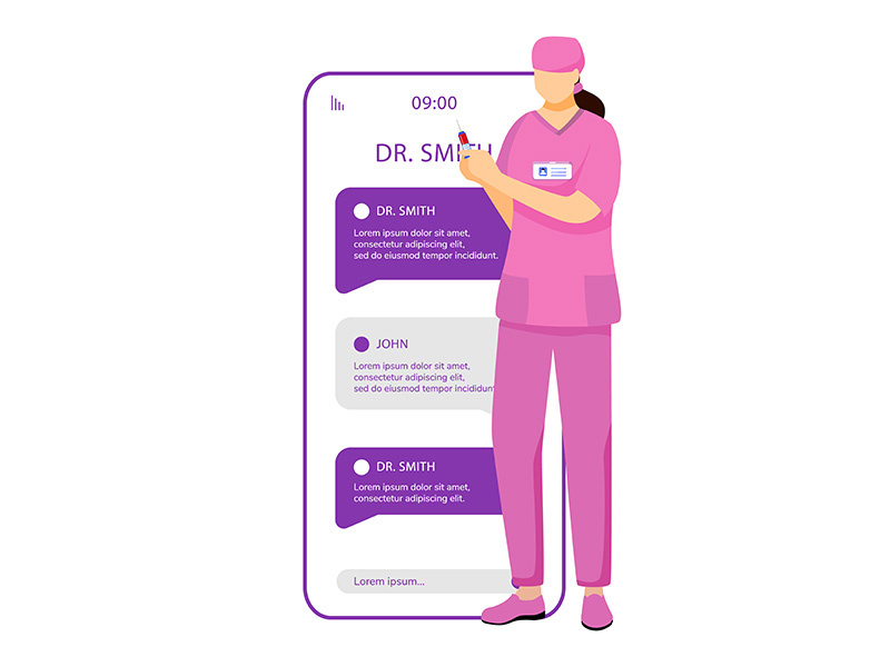 Telemedicine smartphone vector app screen