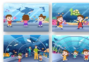 11 Aquarium Flat Illustration