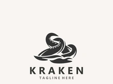 Kraken Octopus logo vintage ocean animal illustration template