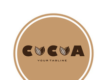 cocoa logo,cocoa bean,cocoa tree,cocoa branches and leaves,chocolate mix on white background,vintage,modern,simple,minimalist icon illustration template design vector