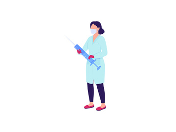 Nurse with syringe flat color vector faceless character preview picture