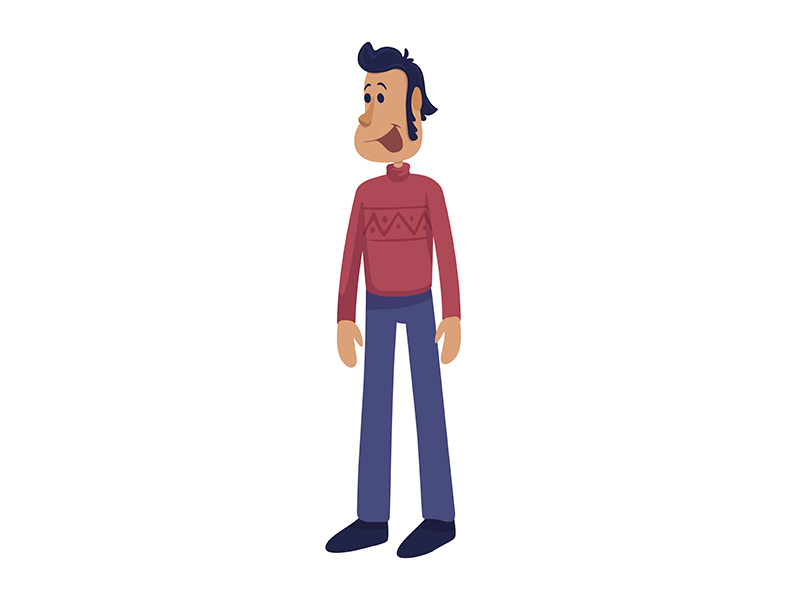 Cheerful and handsome adult man flat cartoon vector illustration