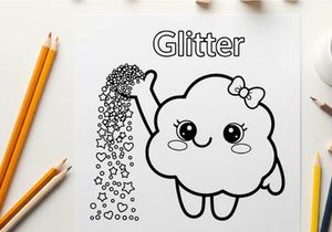 Cute cloud with glitter sparkle smile vector illustration