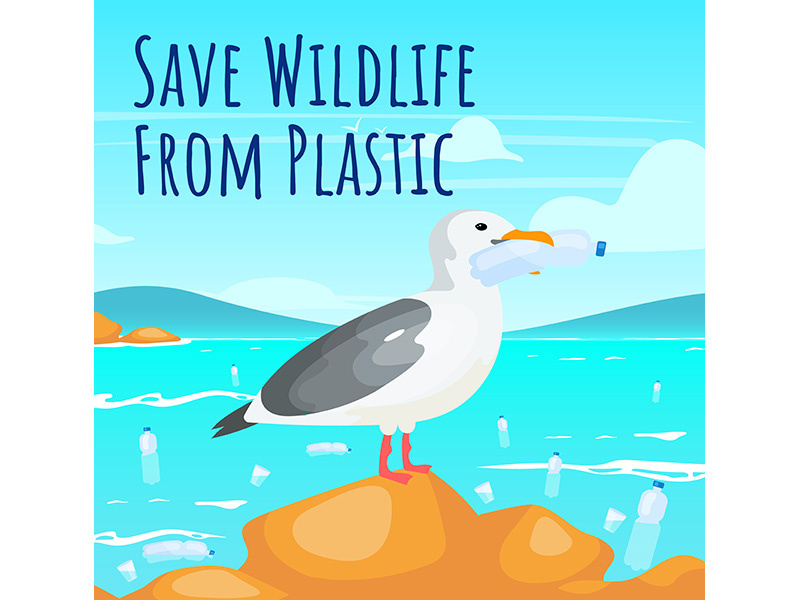 Save wildlife from plastic social media post mockup