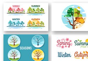 14 Scenery of the Four Seasons of Nature Illustration