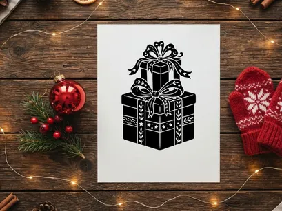 Stacked Christmas Gift Boxes with Ribbons and Bow for Holiday Celebration