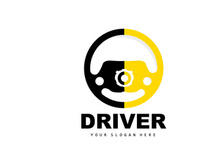 Car Steering Logo, Driver Vector