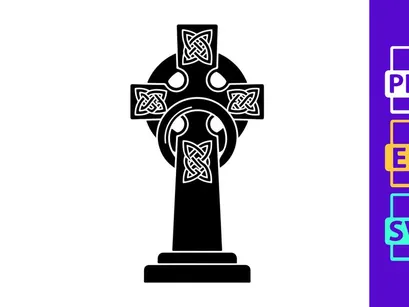 Celtic cross symbol isolated black white vector illustration