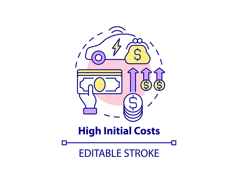 High initial costs concept icon.