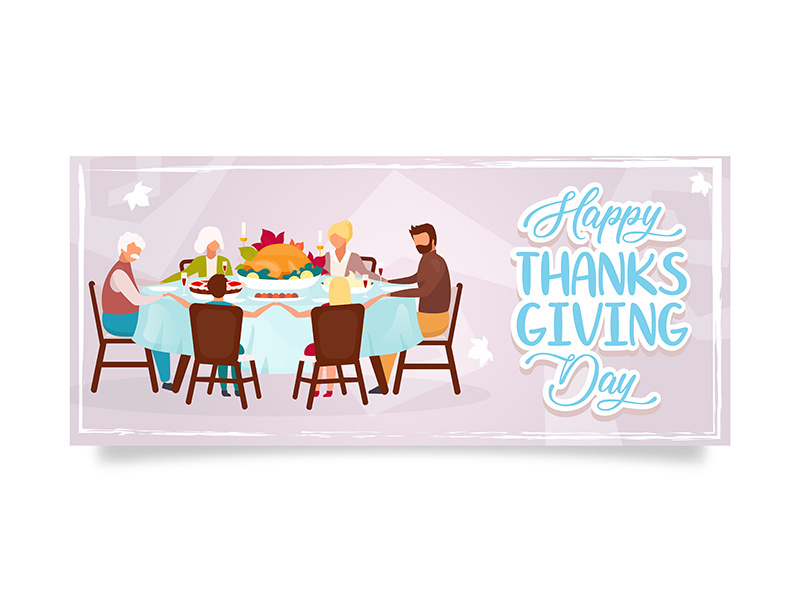 Happy Thanksgiving day flat poster vector template