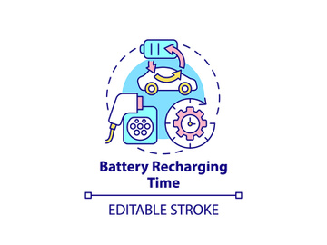 Electric vehicles battery recharing time concept icon. preview picture