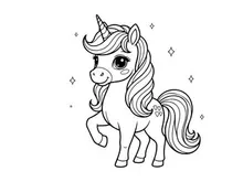 Cute unicorn standing magical fantasy vector illustration