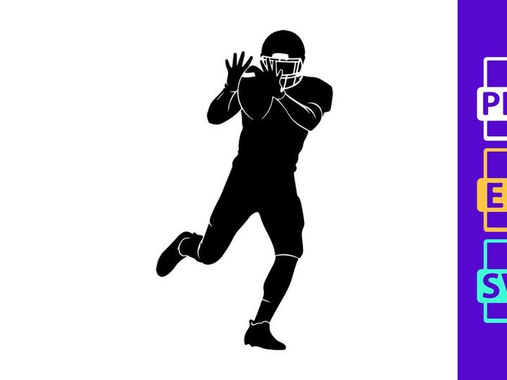 American football player catching ball in action silhouette