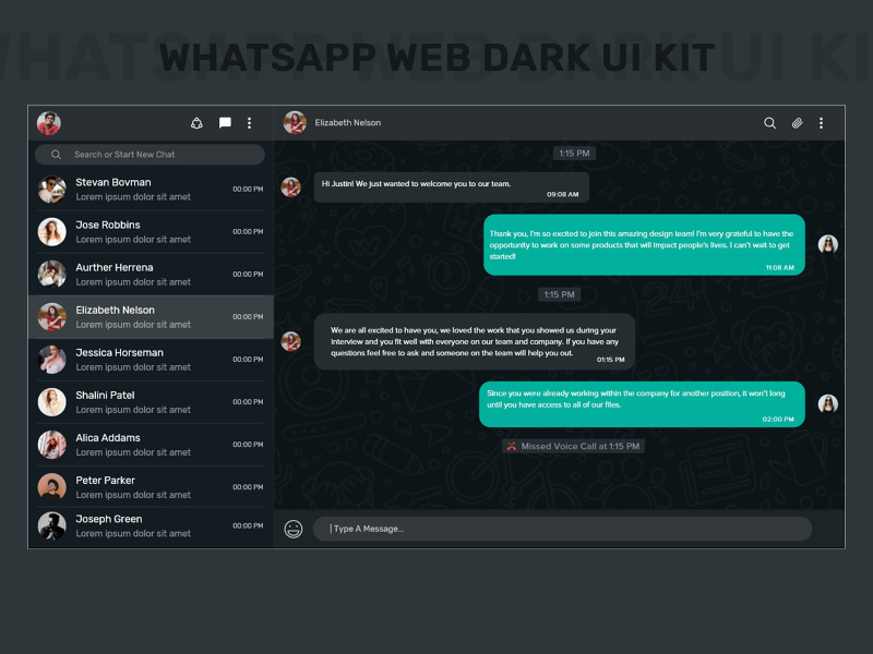 Whatsapp Web Dark UI Kit