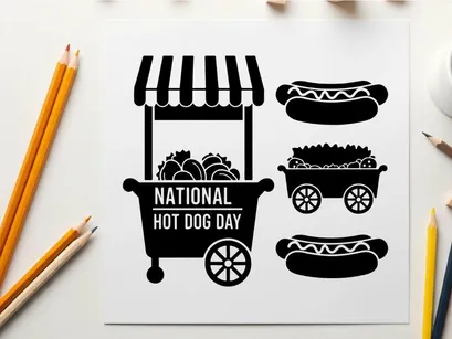 ilustração vetorial de carrinho de cachorro-quente do dia nacional do cachorro-quente