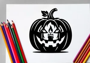 Halloween Pumpkin Jack-o'-Lantern with Carved Face and Candlelight