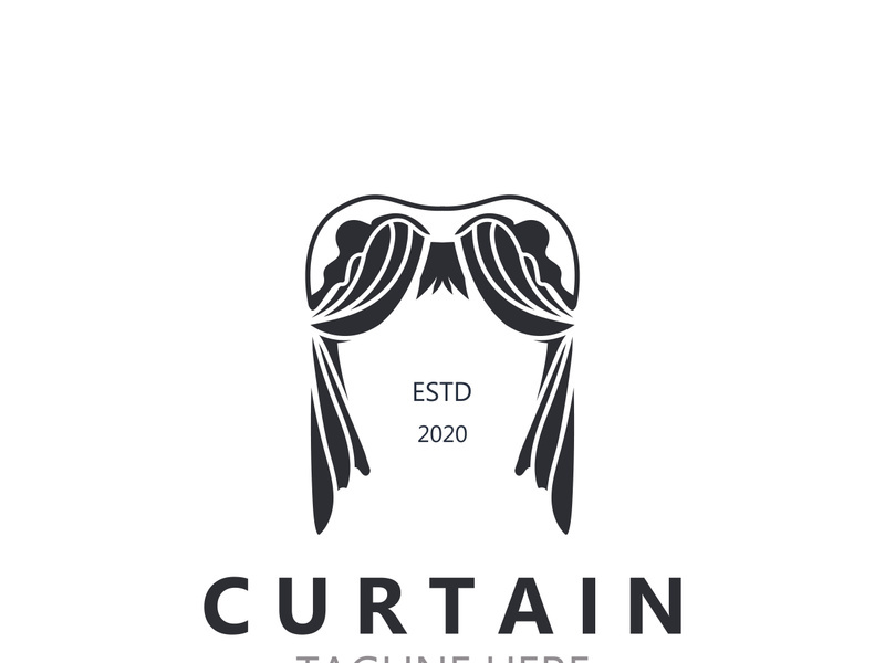 Curtain logo decoration style minimalist elegant vector design illustration