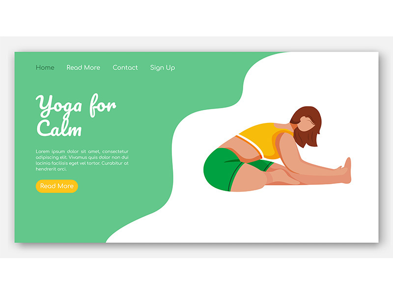 Yoga for calm landing page vector template