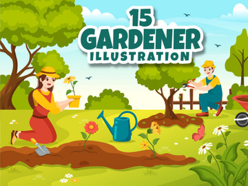 15 Summer Gardener Vector Illustration preview picture