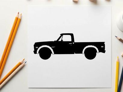 Silhouette of a classic pickup truck with a single cab