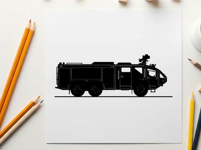 Silhouette of a large emergency vehicle likely a fire truck or rescue unit