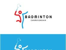 Modern Badminton logo design with Dynamic Shuttlecock and Racket, for championship, sport, sports shop, badminton school, business, company, tournament