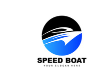 Speed Boat Logo, Fast Cargo Ship Vector, Sailboat, Design For Ship Manufacturing Company, Waterway Shipping, Marine Vehicles