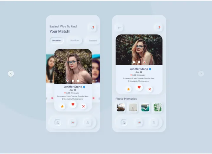 (Freebie ) Neumorphism/Skeuomorphic Dating App
