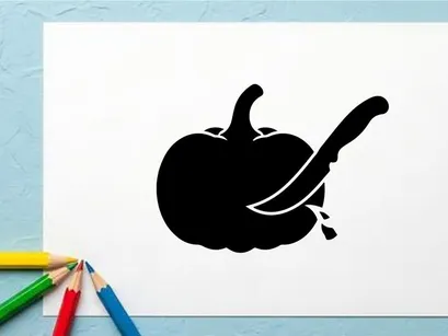 Schwarze Silhouette eines Vogels auf einer Paprika