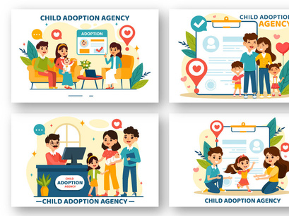 12 Child Adoption Agency Illustration