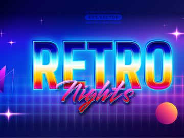 Retro Nights Text Effect with theme vibrant neon light concept for trendy flyer, poster and banner template promotion preview picture
