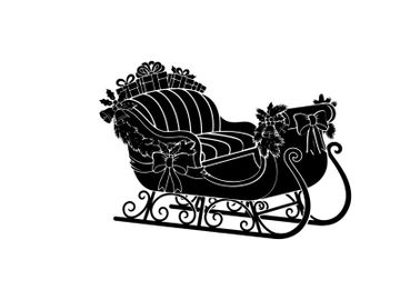 Silhouette of a decorative sleigh with floral accents preview picture