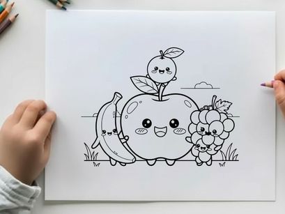 Cute fruit characters friendship vector illustration flat design