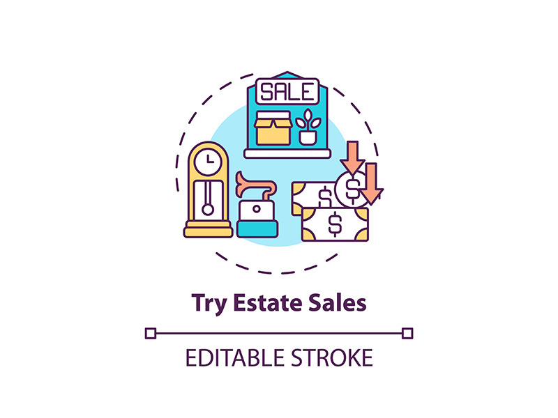 Trying estate sales concept icon