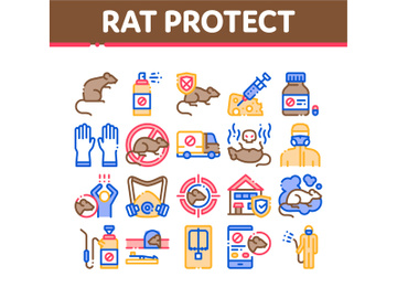 Rat Protect Collection Elements Icons Set Vector preview picture